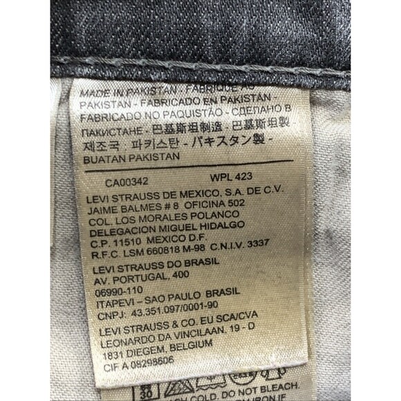 Levi's 513 Denim Jeans Men's Slim Straight Distressed Zip Black Size 36X30 - Picture 14 of 16